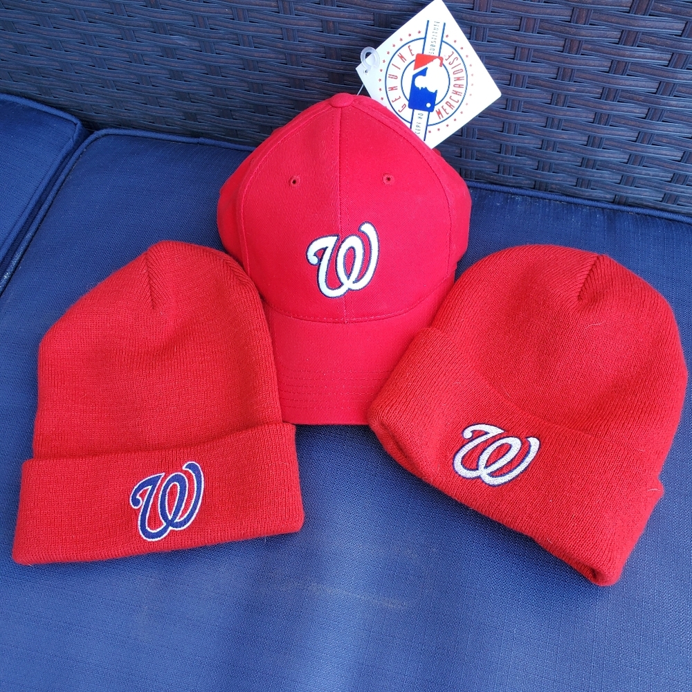 Washington Nationals Hat Bundle Cap + 2 Beanies Red MLB